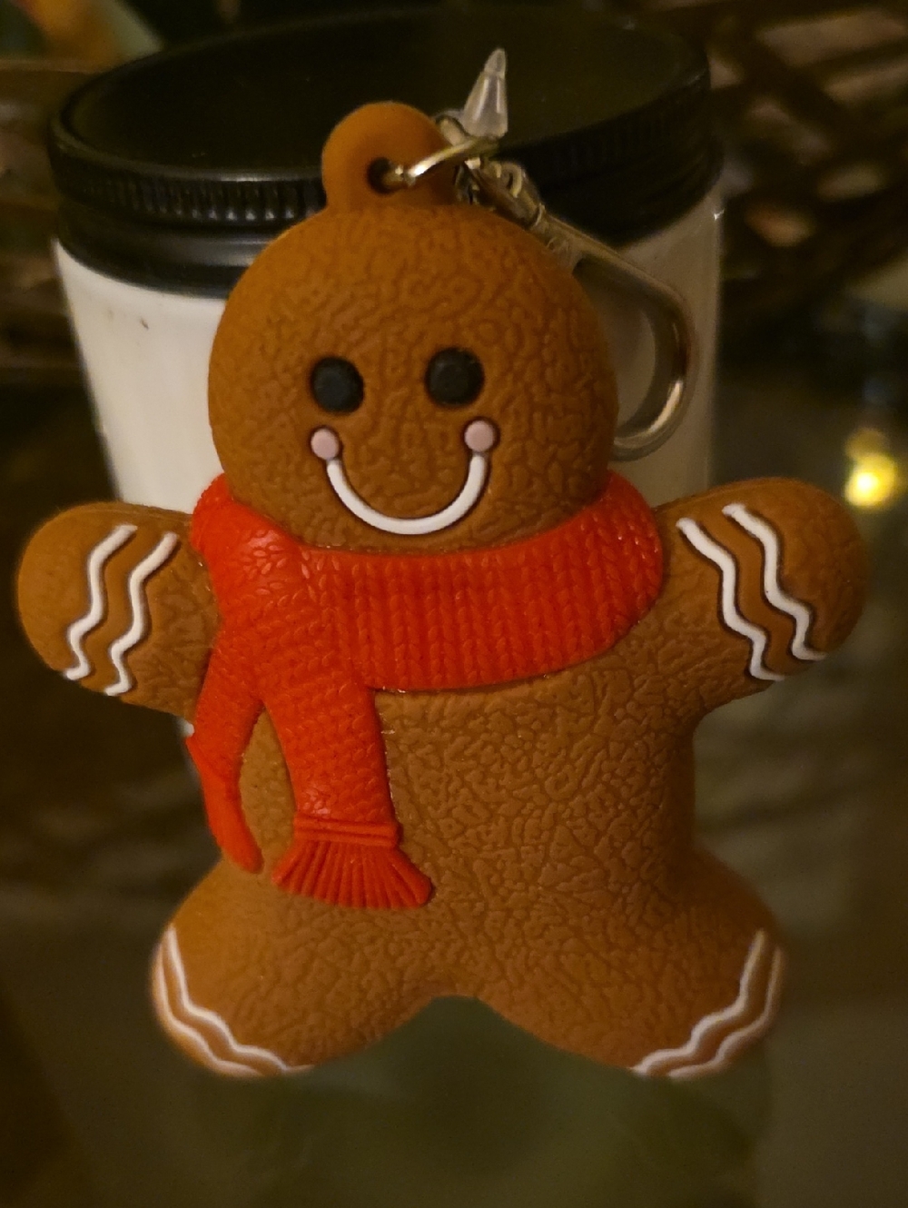 Bath & Body Works Gingerbread Man  Sanitizer Holder Keychain Brown Red